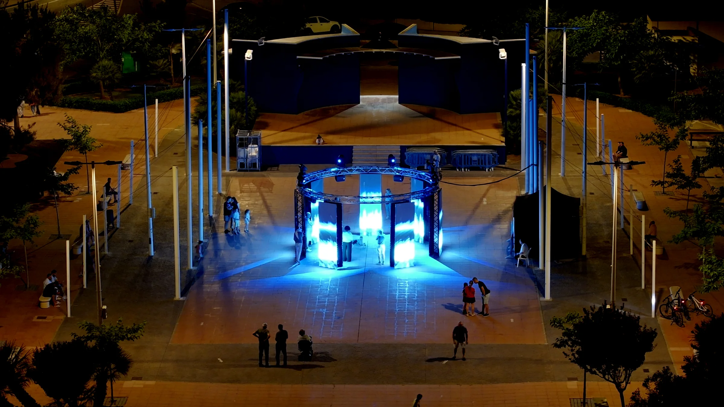 DIGITAL STONEHENGE: aerial view of the circle of light